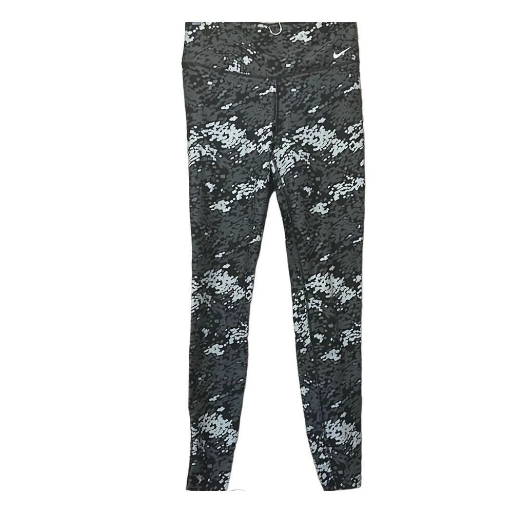 Nike Dri Fit Legend Pants Womens‎ Size Small Black Gray Camo Athletic Leggings